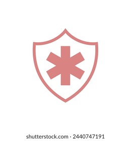 Simple Cross Healthcare Shield Icon Logo Template