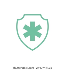 Simple Cross Healthcare Shield Icon Logo Template