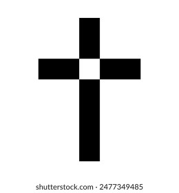 Simple cross icon, Christian cross symbol, outline shape