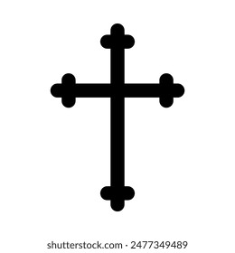 Simple cross icon, Christian cross symbol, outline shape