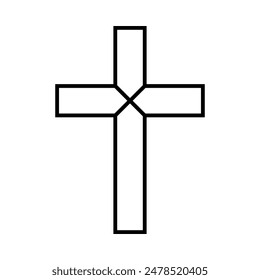 Simple cross icon, Christian cross symbol, outline shape