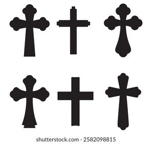 Simple cross icon, Christian cross symbol vector on white background