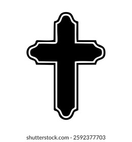  Simple cross icon, Christian cross symbol, outline shape