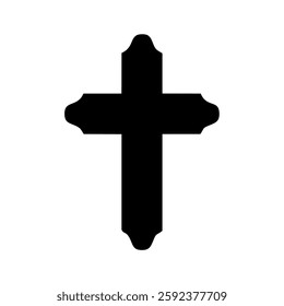  Simple cross icon, Christian cross symbol, outline shape