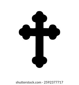  Simple cross icon, Christian cross symbol, outline shape