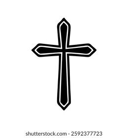  Simple cross icon, Christian cross symbol, outline shape
