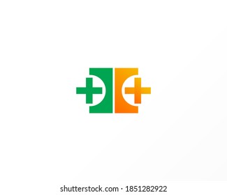 Simple cross pharmacy sign flat icon