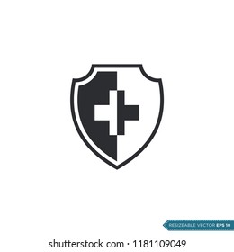 simple cross shield icon logo template