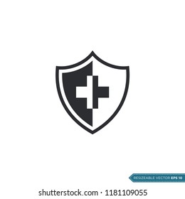 simple cross shield icon logo template