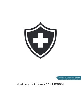 simple cross shield icon logo template