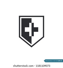 simple cross shield icon logo template
