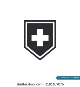 simple cross shield icon logo template