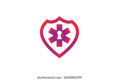 simple cross shield icon logo template Illustration Design Pro Vector