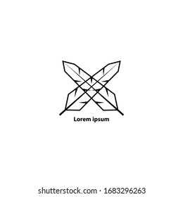 simple logo cruzado de pluma de ganso.
logotipo de la empresa