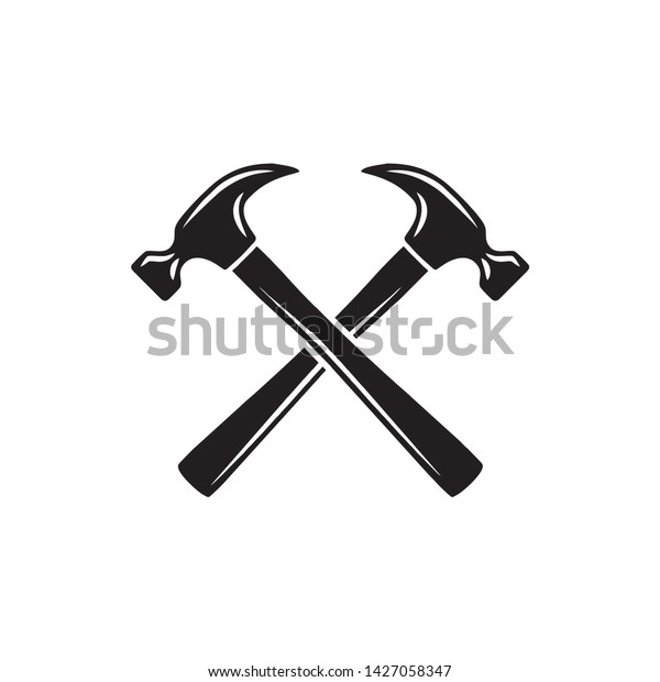 Simple Crossed Hammers Vector Symbol Stock Vector Royalty Free 1427058347