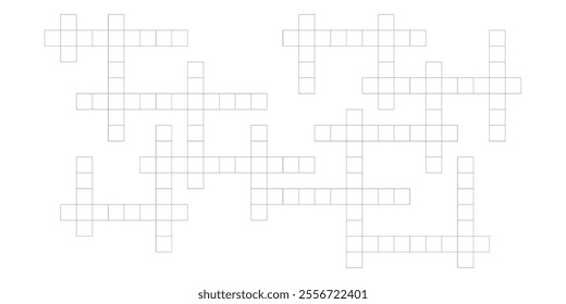 Simple crossword grid template with empty boxes. Fun and educational illustration for kids games.