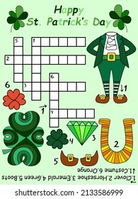Simple crossword for St Patrick's day kids party vector illustration