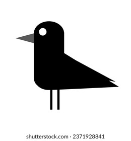 Simple crow silhouette icon. Black bird icon. Vector.