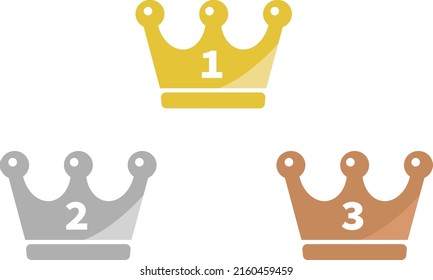 Simple crown gold, silver and copper ranking