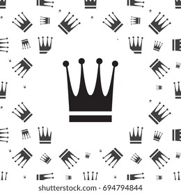 Simple crown icon isolated on white and crown seamless pattern