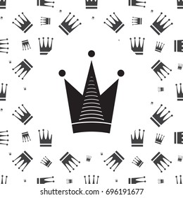 Simple crown icon isolated on white and crown seamless pattern