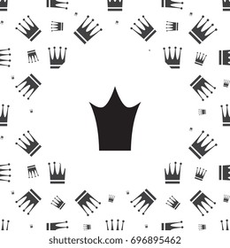 Simple crown icon isolated on white and crown seamless pattern