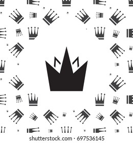 Simple crown icon isolated on white and crown seamless pattern