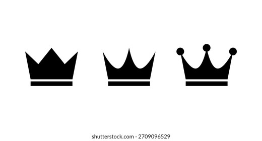 Simple crown icon set. Royalty, premium, and leadership symbol