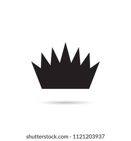 Simple Crown Icon with Shadow. Royal Symbol Diadem Isolated on White Background. Coronation Vector Illustration