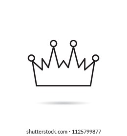 Simple Crown Icon with Shadow. Royal Symbol Diadem Isolated on White Background. Coronation Vector Illustration