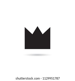 Simple Crown Icon with Shadow. Royal Symbol Diadem Isolated on White Background. Coronation Vector Illustration