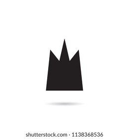 Simple Crown Icon with Shadow. Royal Symbol Diadem Isolated on White Background. Coronation Vector Illustration