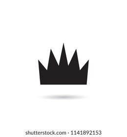 Simple Crown Icon with Shadow. Royal Symbol Diadem Isolated on White Background. Coronation Vector Illustration