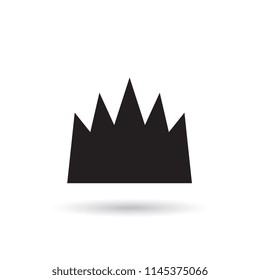 Simple Crown Icon with Shadow. Royal Symbol Diadem Isolated on White Background. Coronation Vector Illustration