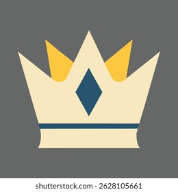 Ilustración vectorial simple del icono de la corona en el fondo blanco