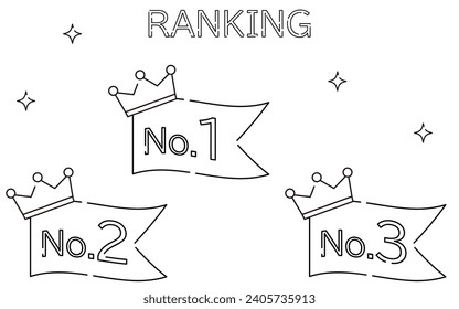 Simple crown and label ranking icon set, 1st to 3rd place, Vector Illustration