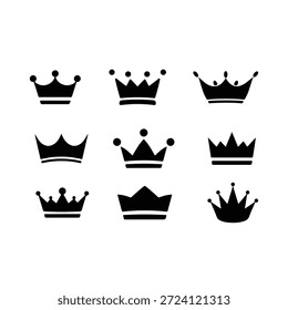 Conjunto de iconos de línea de corona simple