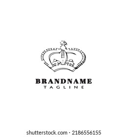 logotipo de la corona simple plantilla de diseño de dibujos animados icono ilustración de vector aislado negro