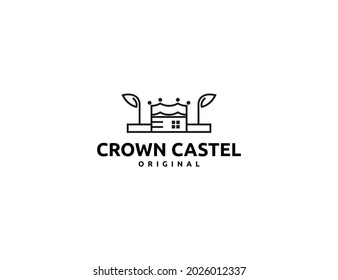 Simple crown logo with castle or building concept