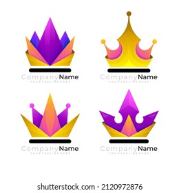 Simple crown logo and colorful design, king logos