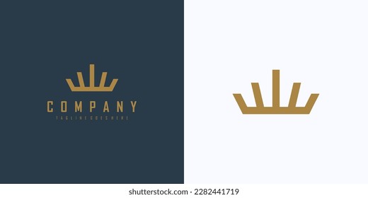 Simple Crown Logo. Gold Geometric Crown isolated on Dual Background. Flat Vector Logo Design Template Element for Business and Branding Logos.