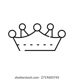 Simples esboço da coroa retratando conceitos de monarquia, liderança, autoridade, sucesso e realização, apresentado como um gráfico de arte de linha preta e branca minimalista