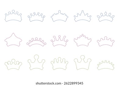 Simple Crown Outline Icon Set