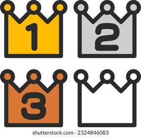 Simple crown ranking icon set