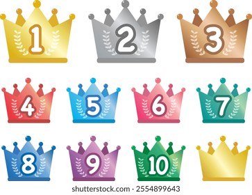 Simple crown ranking icon set