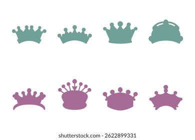 Simple Crown Silhouette Icon Set