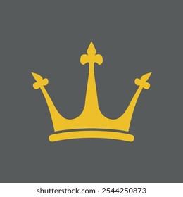 Simple Crown vector silhouette. Crown symbol on a gray background