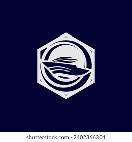 logotipo de crucero simple, plantilla de logotipo de crucero. Ilustración vectorial de nave moderna.