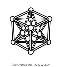 Diagrama de estructura de retícula de cristal simple en blanco y negro para uso científico