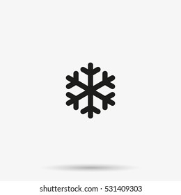 Simple Crystal Snowflake Vector Icon Isolated On White Background. Winter Symbol. Snow Pictogram.